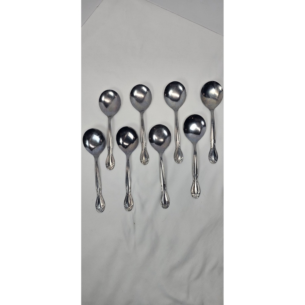 Lot 8 WALCO Discretion Teaspoons Silverplate Floral Flatware 6" Vintage